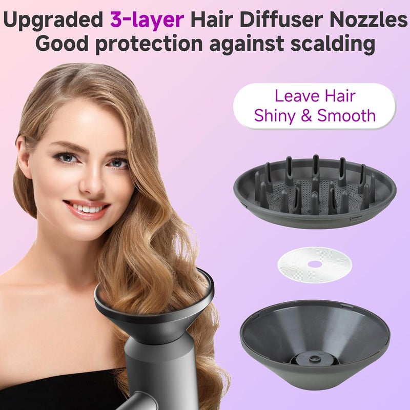 LhhTing Hair Diffuser Attachment Nozzles for Dy-son Supersonic Hair Dryer HD01 HD02 HD03 HD04 HD08 HD15 Tools Accessaries Parts, Upgraded Magne-tic Diffuser Attachment, Black - Image 3
